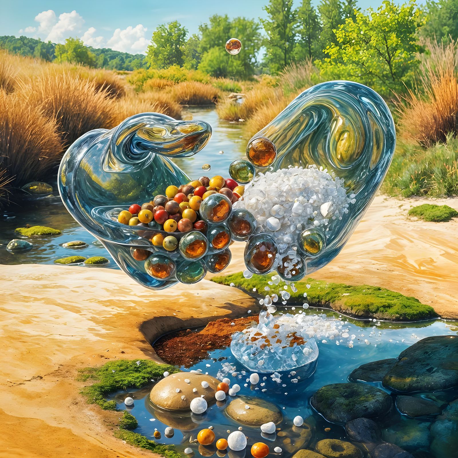 Crashing Salt and Pepper Shakers in Gouache Style