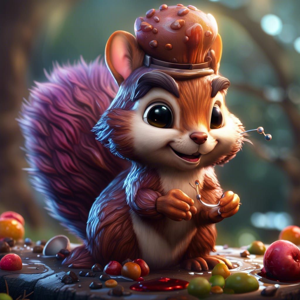 Hot Fudge Squirrel: Detailed Matte Painting