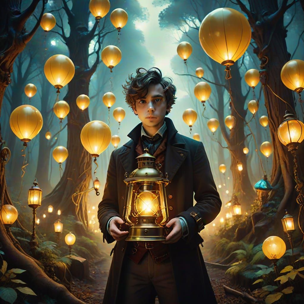 Cosmic Dreamscape in Tim Burton's Style