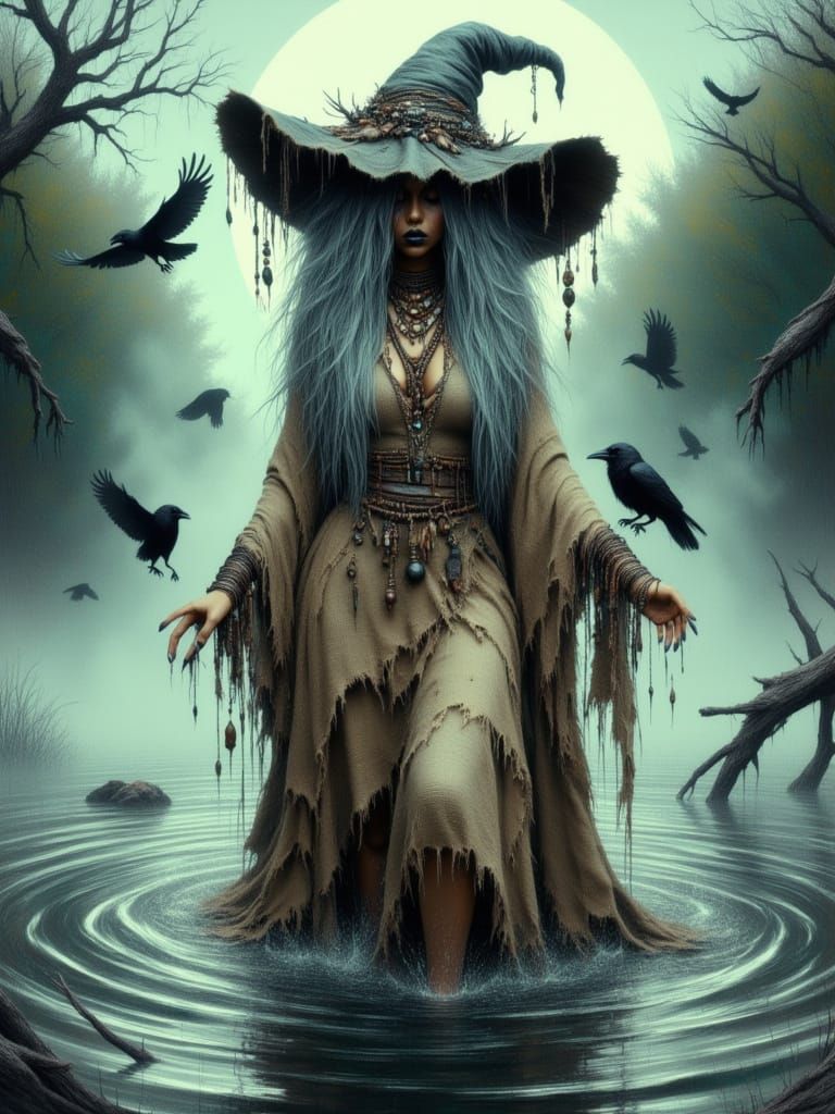 River Witch Sivárin in Mystical Realism Style