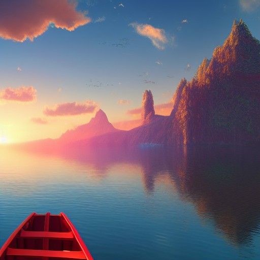 Sunrise Over Calm Lake in Detailed Digital Art
