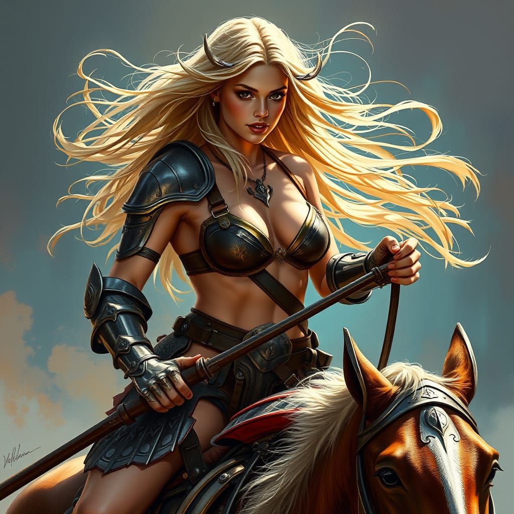 Amazon Knight Rides: Hyperrealistic Digital Art