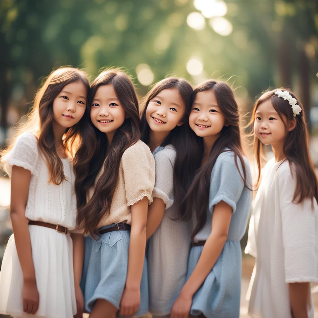 Five Girls in Natural Lighting, Professional Photography