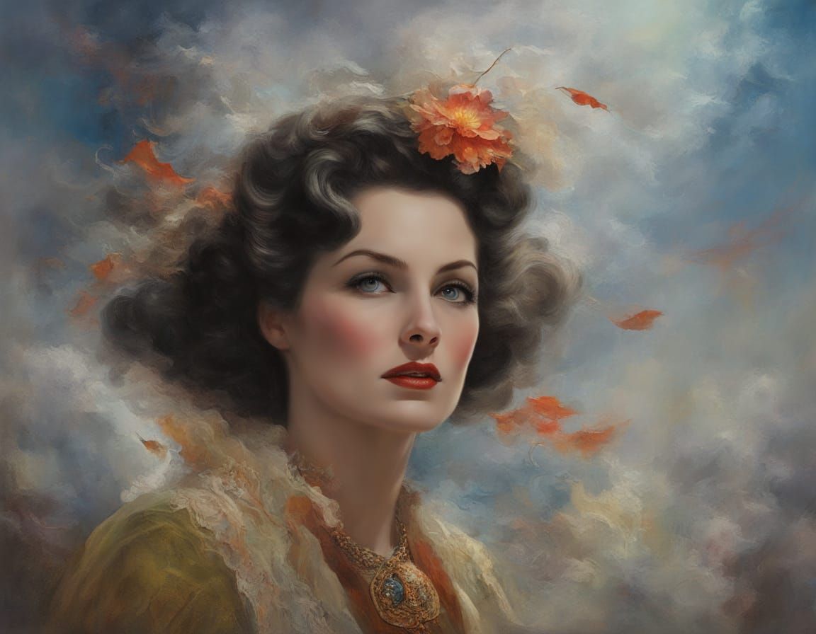 Ethereal Portrait in Impasto Chalk Art Style