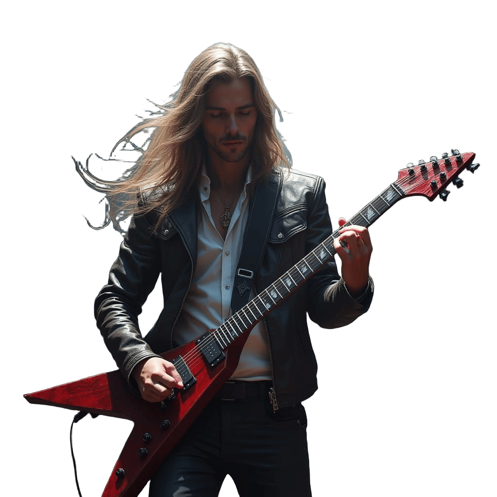 Heavy Metal Guitarist in Detailed Matte Painting