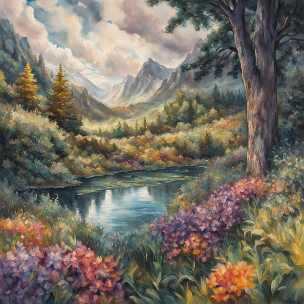 Gouache and Watercolor Double Exposure Masterpiece