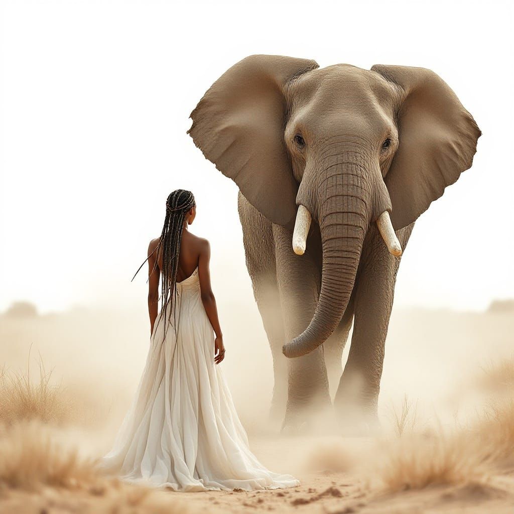 Massive African Elephant Faces Camera in Dusty Desert