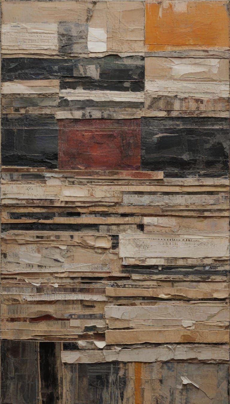 Mixed Media Collage in Neo-Impressionist Style