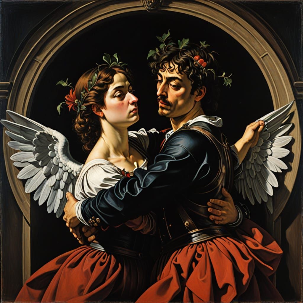 Amor Victorious Painting in Caravaggio Style