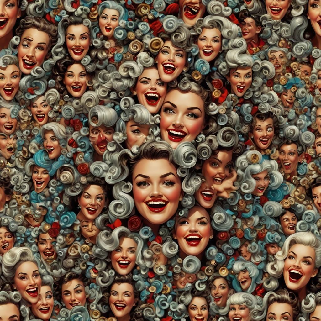 Golden-Eyed Pin-Up with Red Birds in 3D