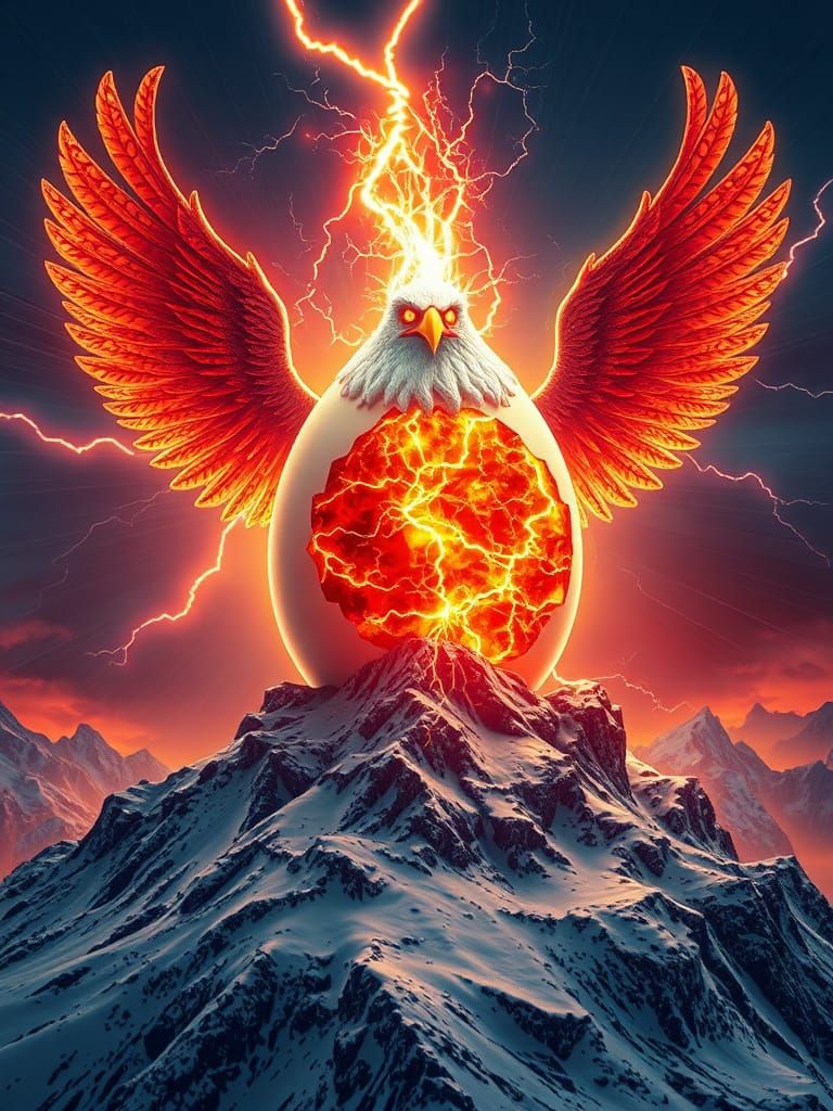 Angry Egg Zeus in Comic Book Style