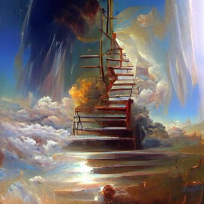 Heavenly Stairway Oil Painting in Fantasy Style