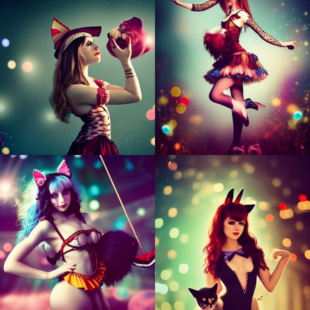Cute Catgirl Circus: Professional Photography in 8k