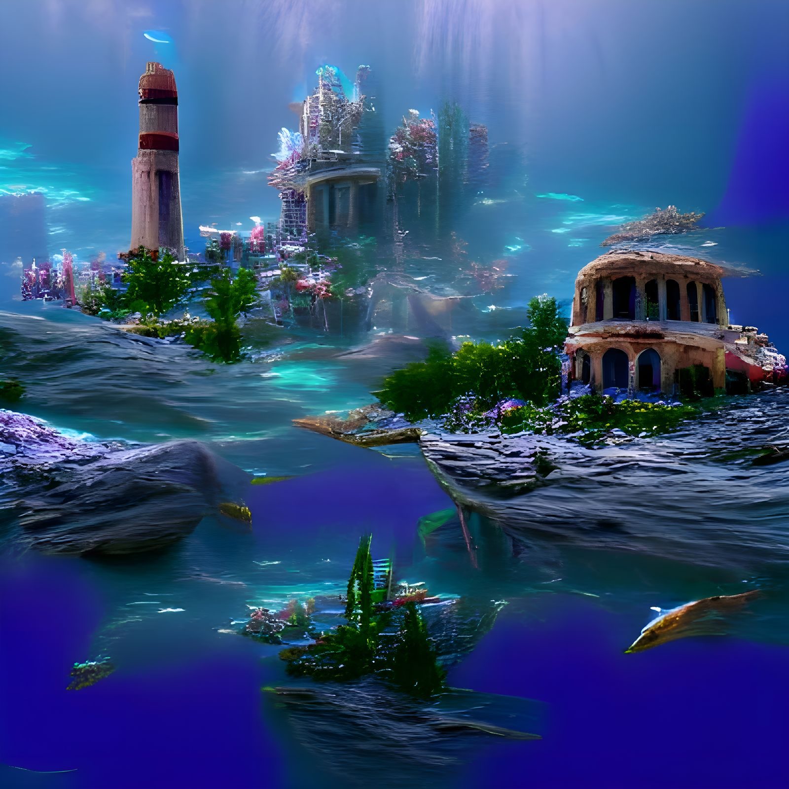 Lost Atlantis Underwater City Landscape