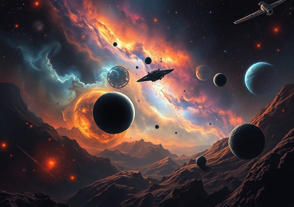 Cosmic Expanse: Stars, Galaxies, and Biomechanical Elements