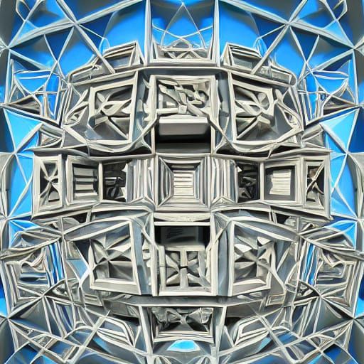 Escher stairways around building. Pixar, concept art, 3d dig...