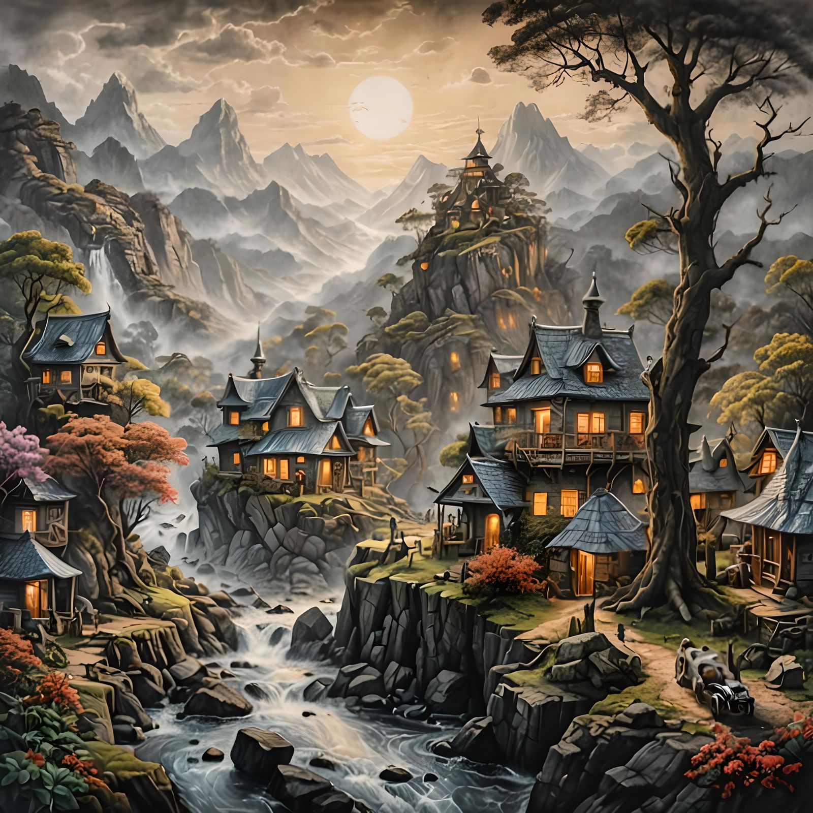 Hyperdetailed Charcoal Drawing of Wrinkled Time