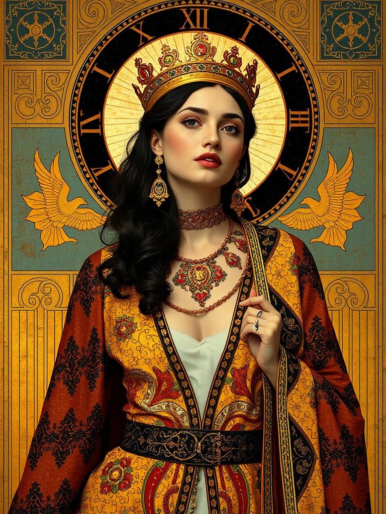 Golden Woman in Klimt Style with Ornate Details