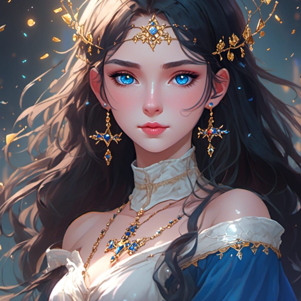 Medieval French Sorceress with Blue Eyes