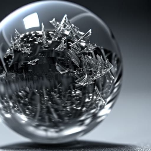Hyperrealistic Glass Sphere with Razor Blades
