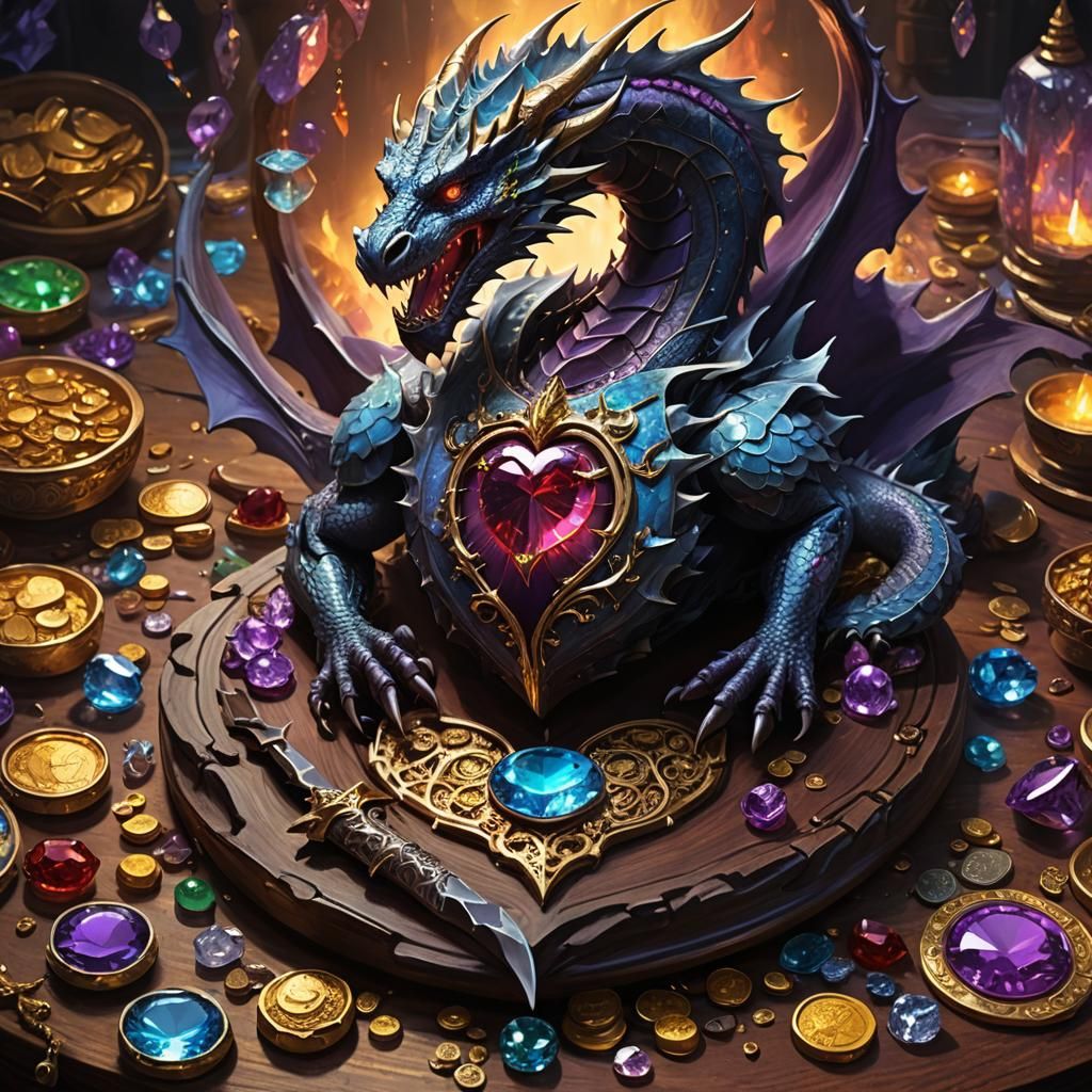 Dragon Heart Still Life in Dark Fantasy Style