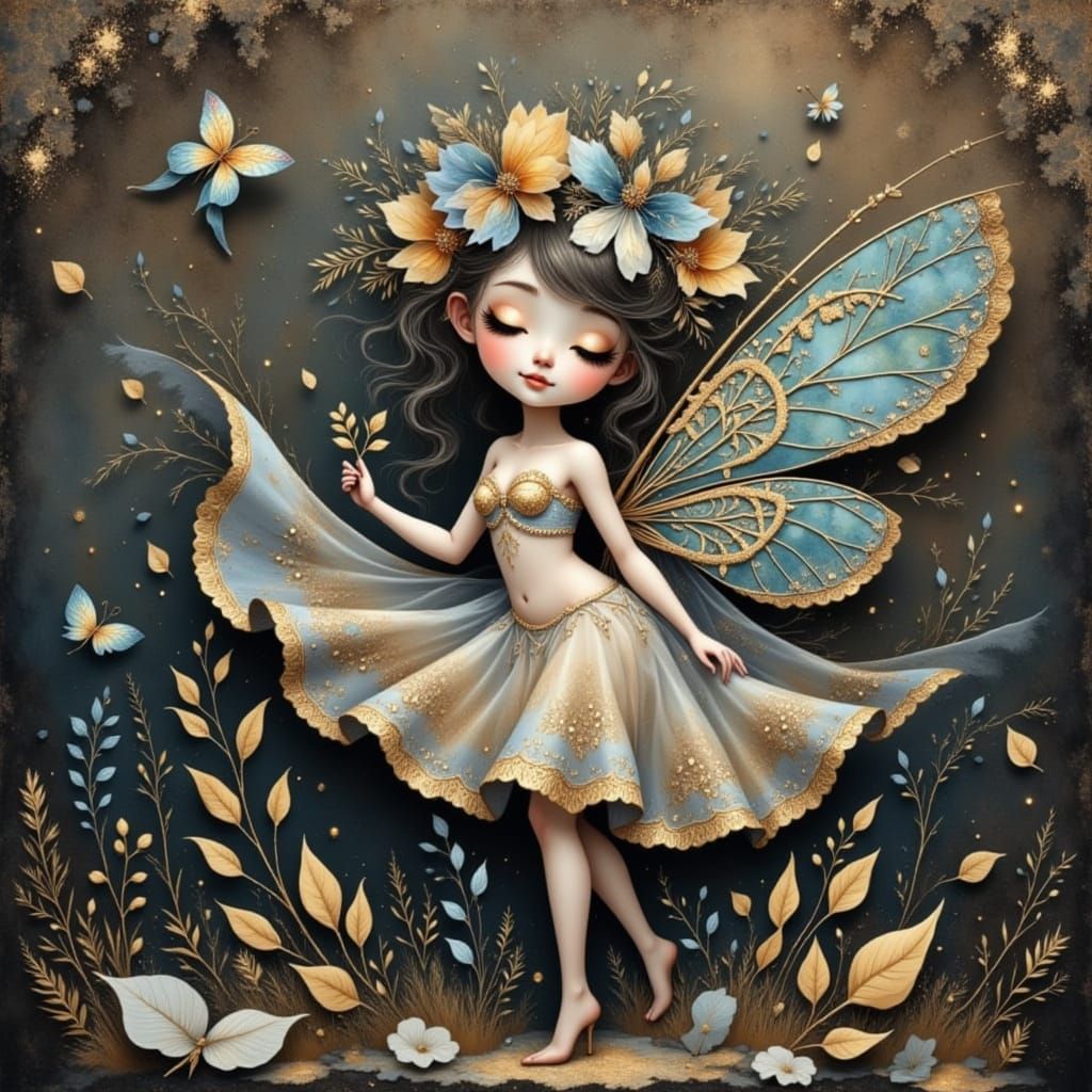 Delicate Nymph with Metal Body in Anime Style