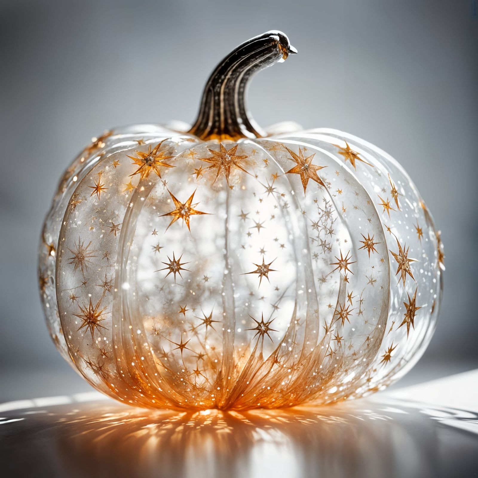 Glass Pumpkin in Whimsical Celestial Scene
