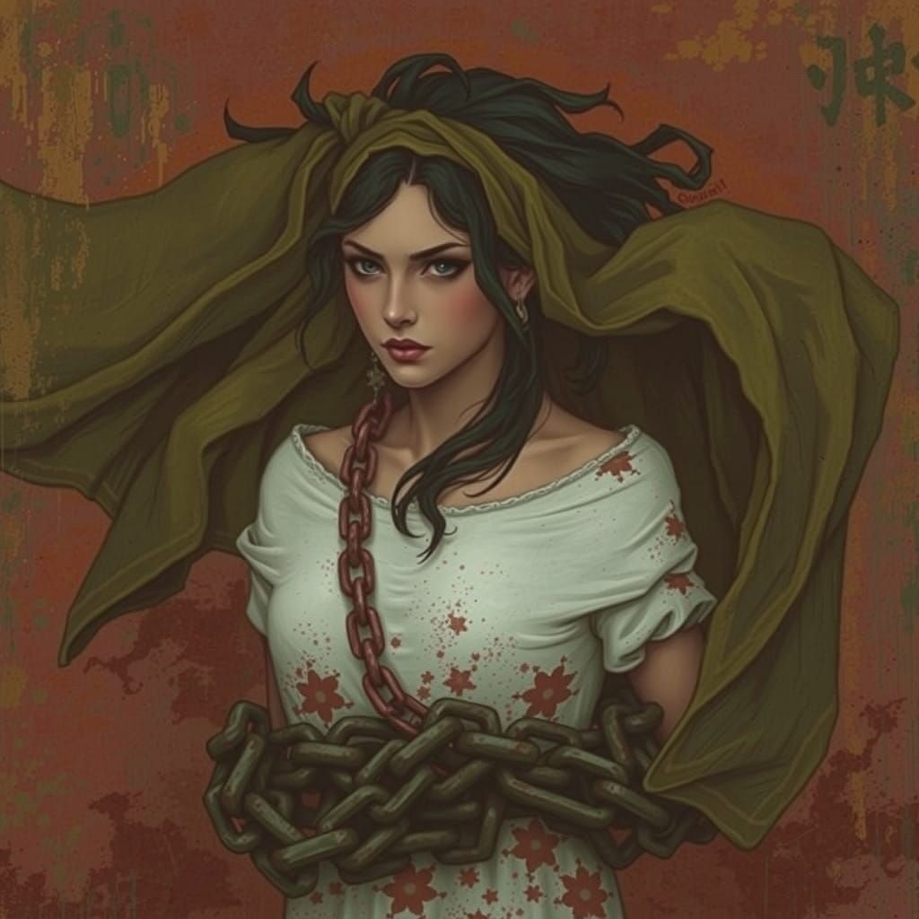 Empowered Woman Emerging from the Shadows of Her Past