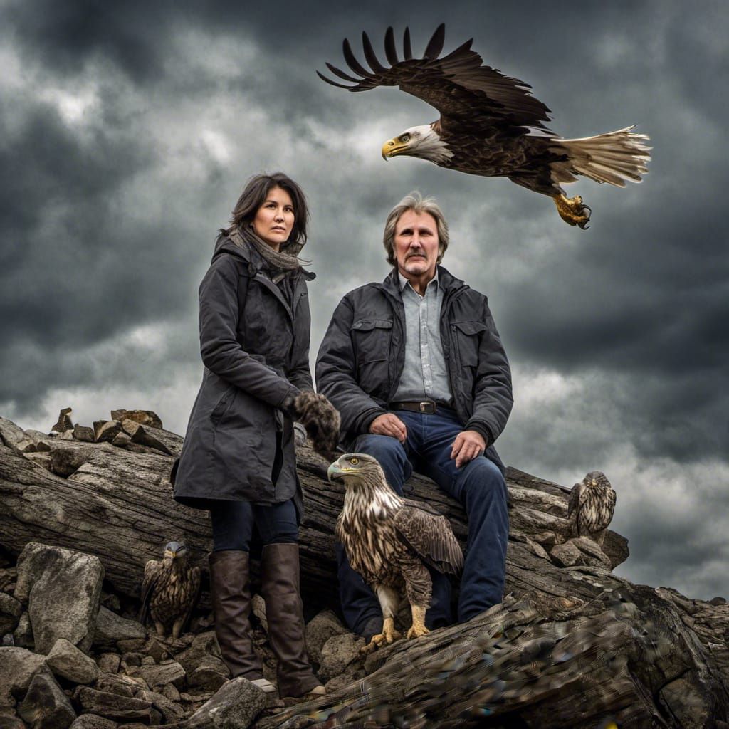 Hybrid Cat-Woman-Eagle Creature with Intricate Details