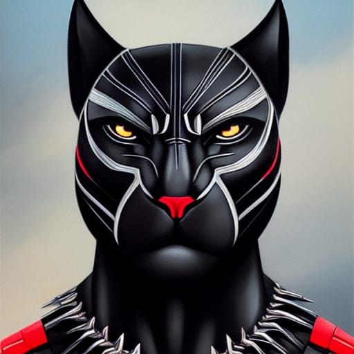 Black Panther Warrior: Art Deco Brush Stroke Portrait