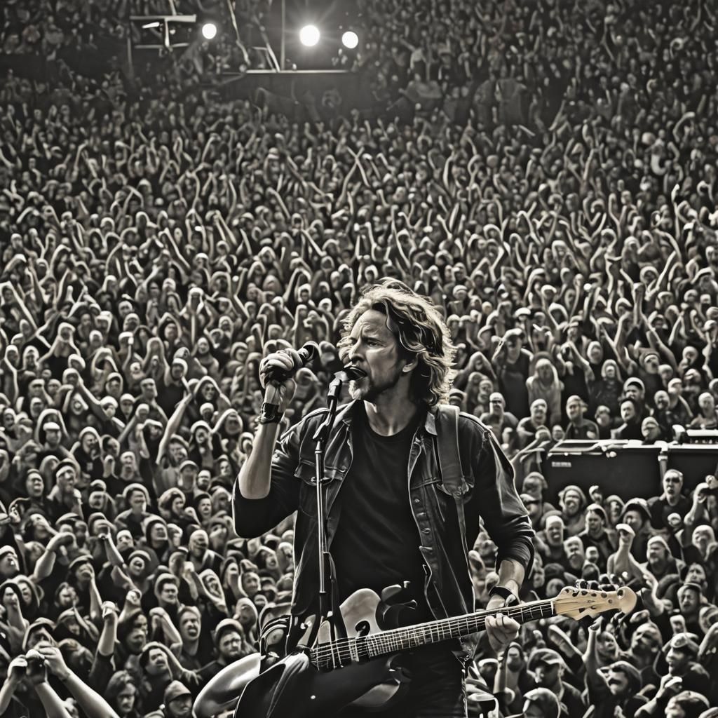 Hyperrealistic Portrait of Pearl Jam in Concert