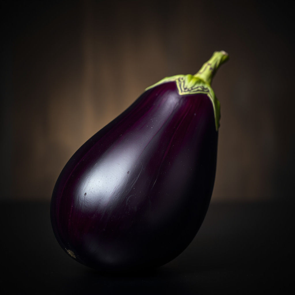 Dramatic Eggplant Still Life in Hyperrealistic Style