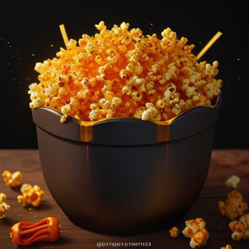 Flaming Spicy Popcorn: Detailed Matte Painting