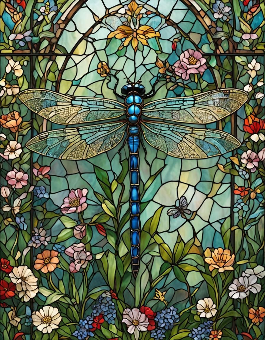 Stained Glass Dragonfly Art: Detailed Masterpiece