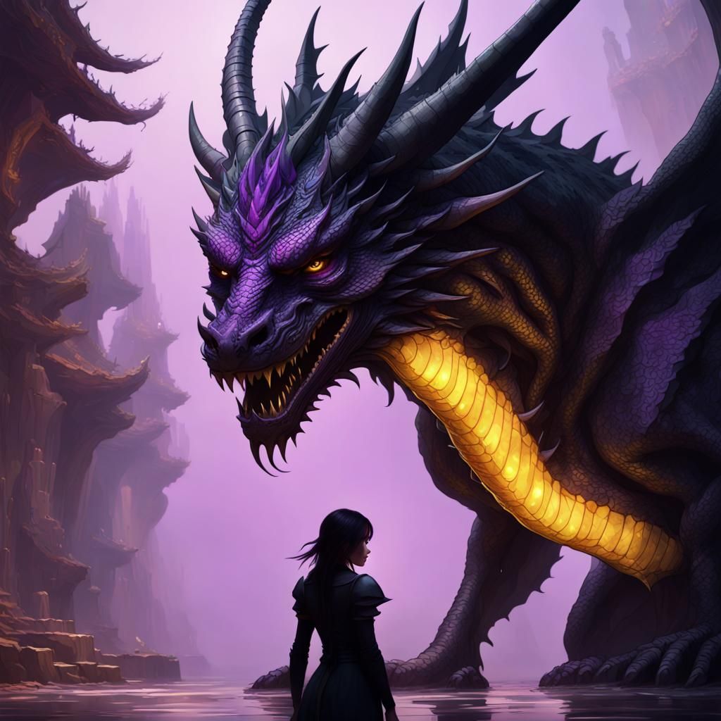 Girl Morphs Into Dragon: Dark Fantasy Art