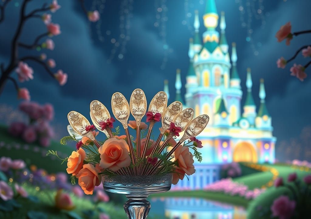 Enamel Teaspoon Bouquet in Pastel Hues