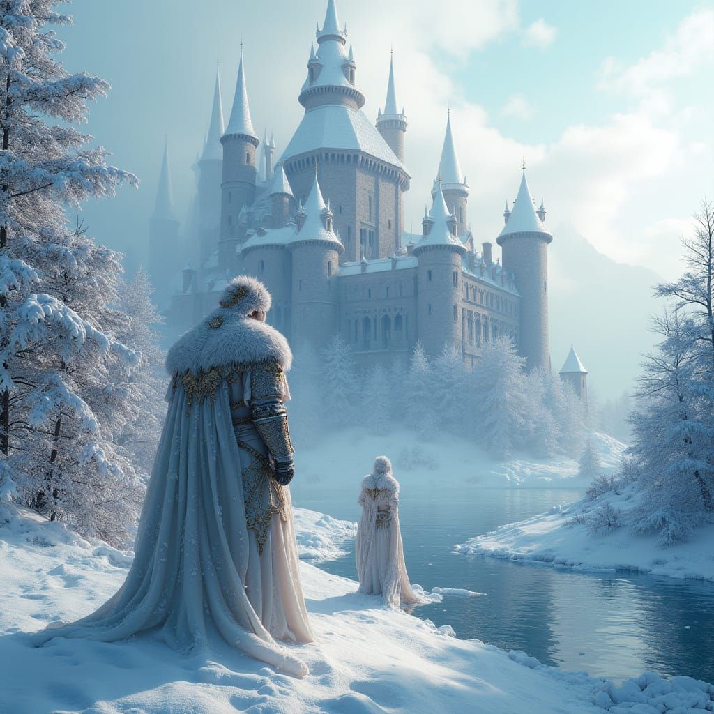 Regal Knights Guard Majestic Snow Castle