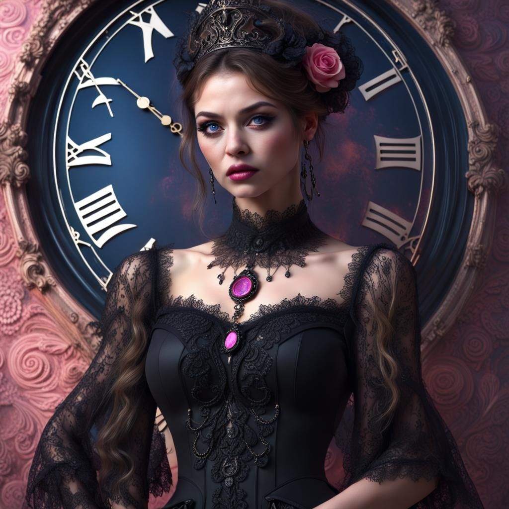 Gothic Mistress in Detailed Digital Splash Art