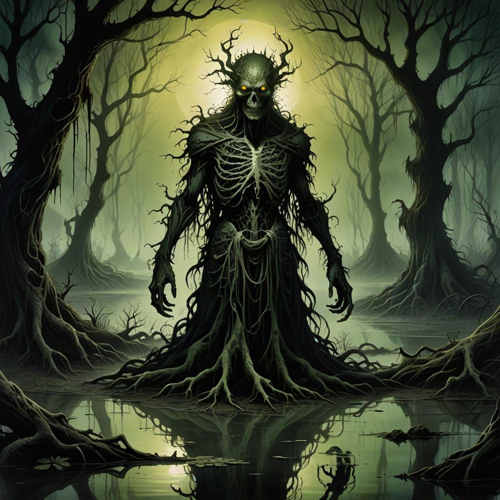Mysterious Swamp Creature Emerges from Dark Fantasy World