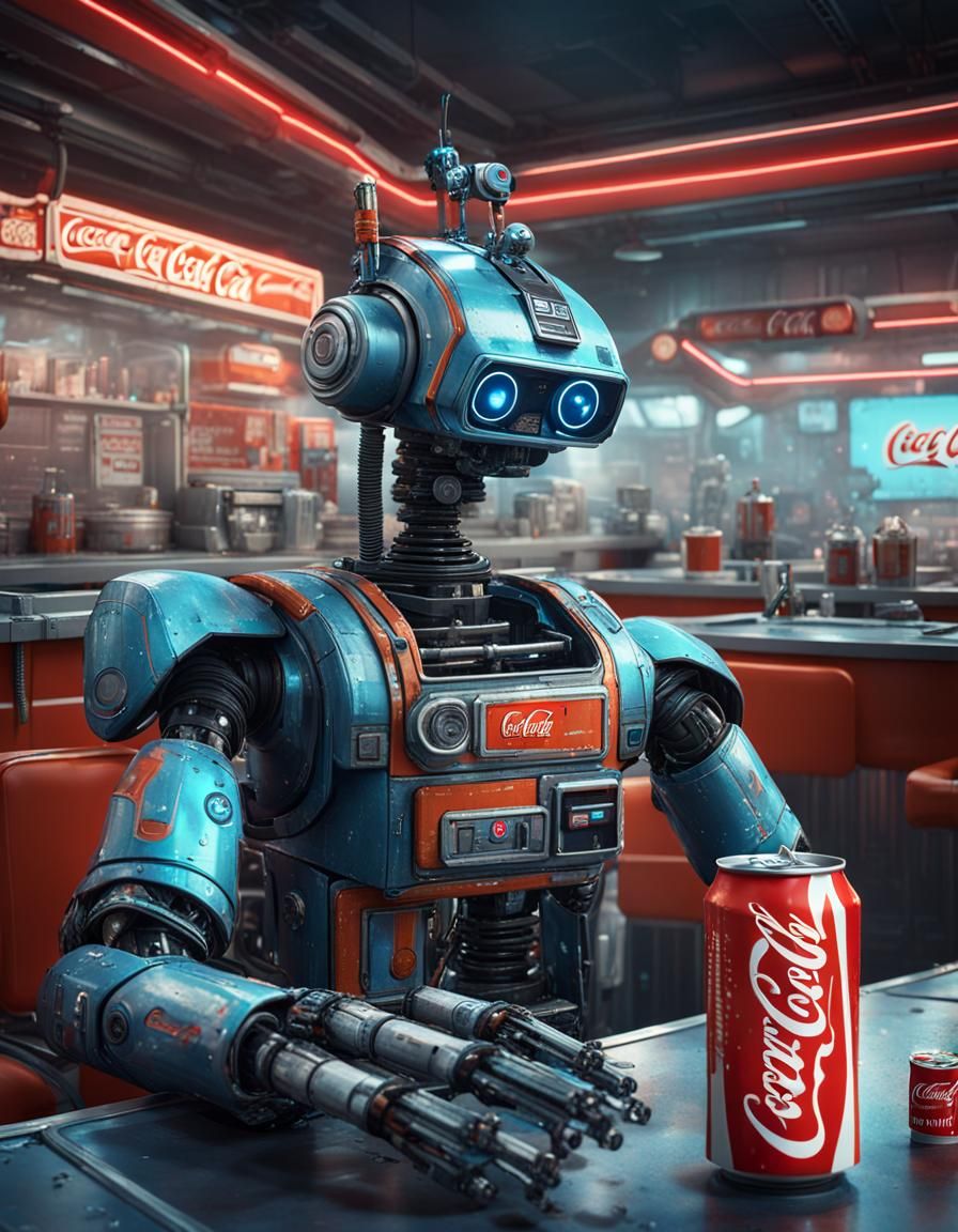 Chappie-like Robot Drinks Coke in Future Diner