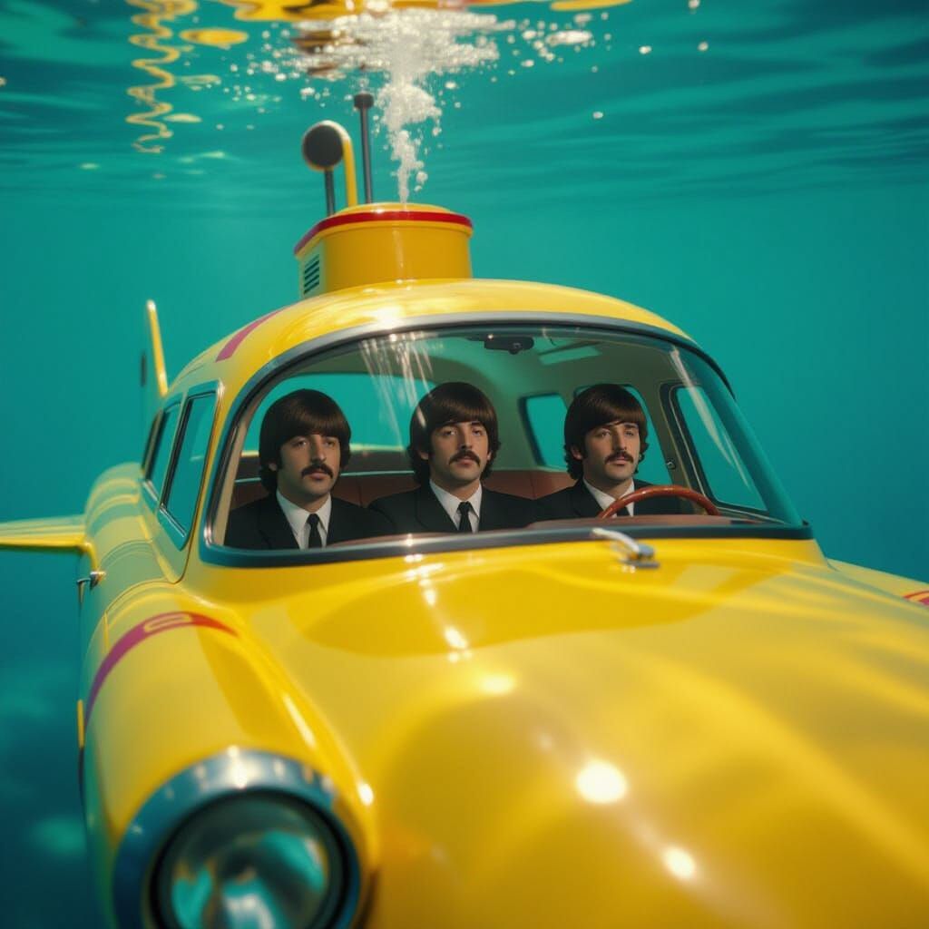 The Beatles in a Yellow Submarine Cinematic Film Still