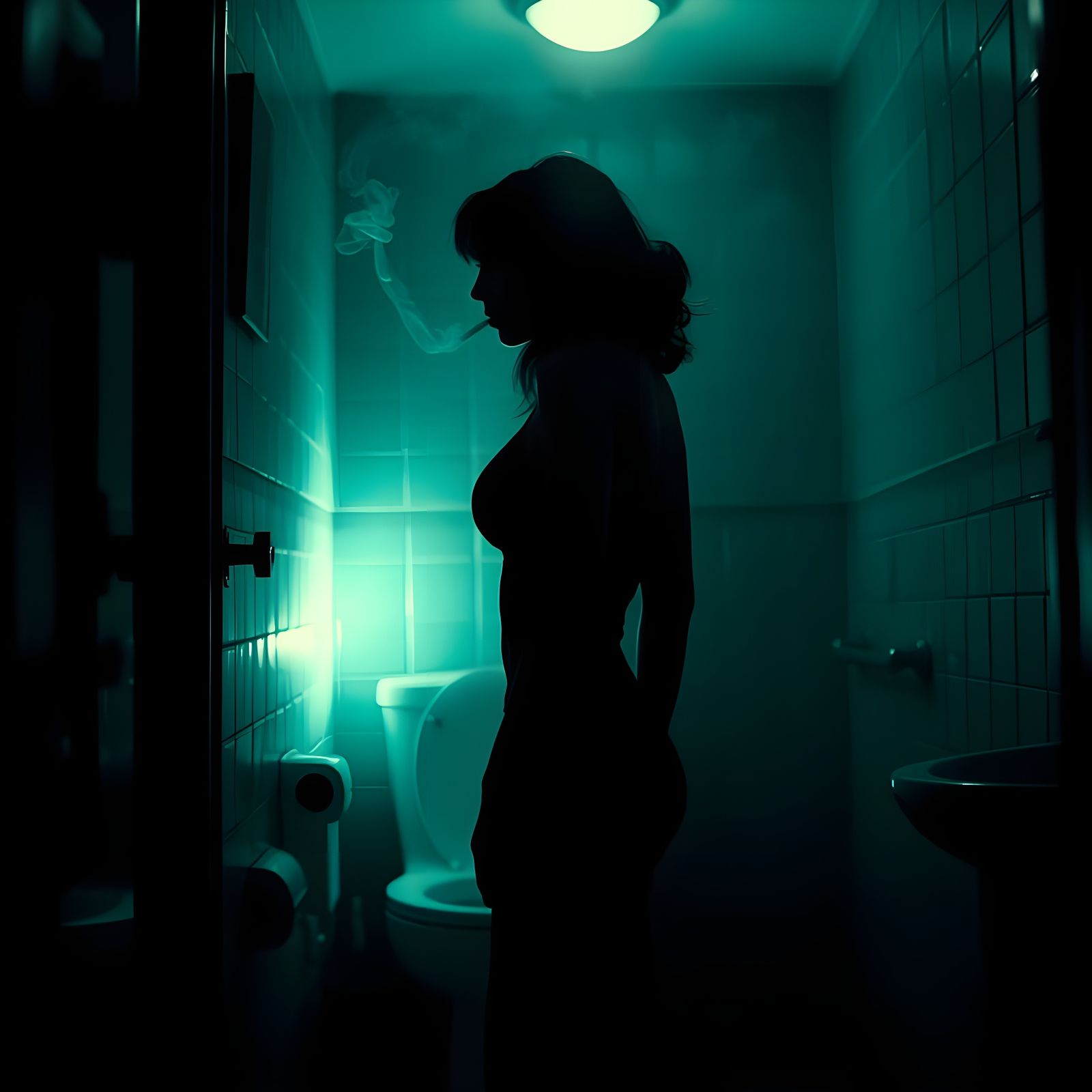 Girl in Bar Bathroom at the Witching Hour