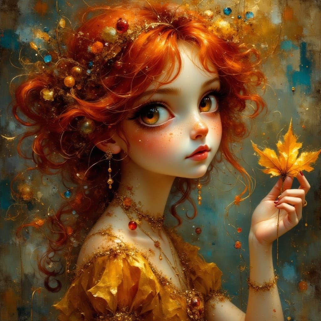 Ethereal Gypsy Punk Girl with Red Hair