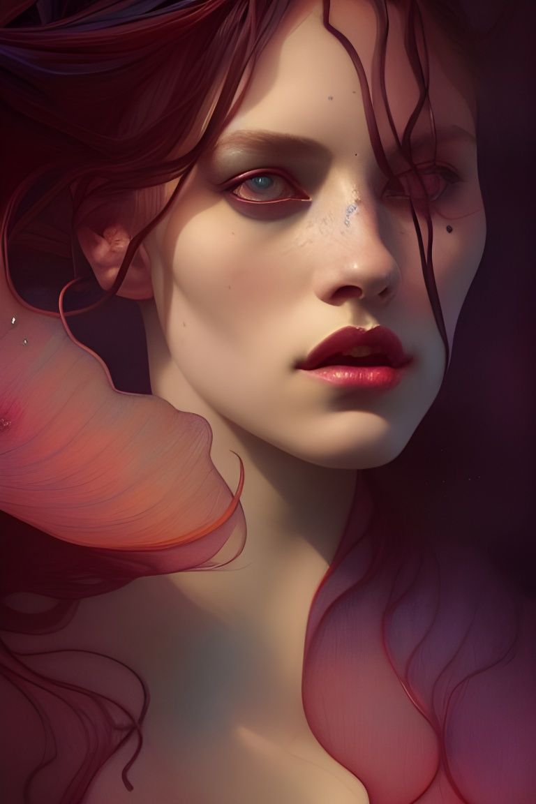 Sinister Portrait of Lilith in Art Nouveau Style