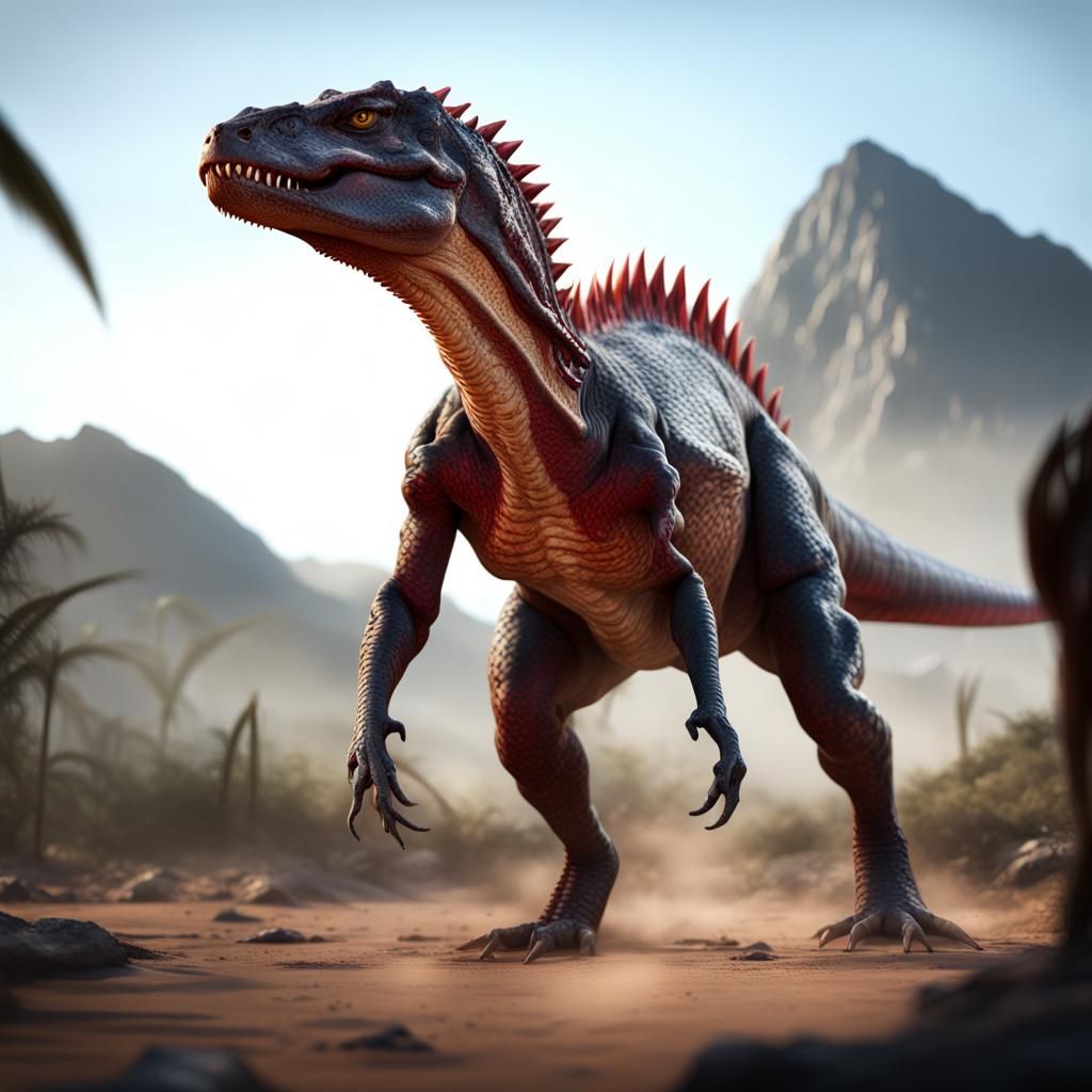 Fearsome Carnotaurus with Bloody Eyes in Detailed Painting