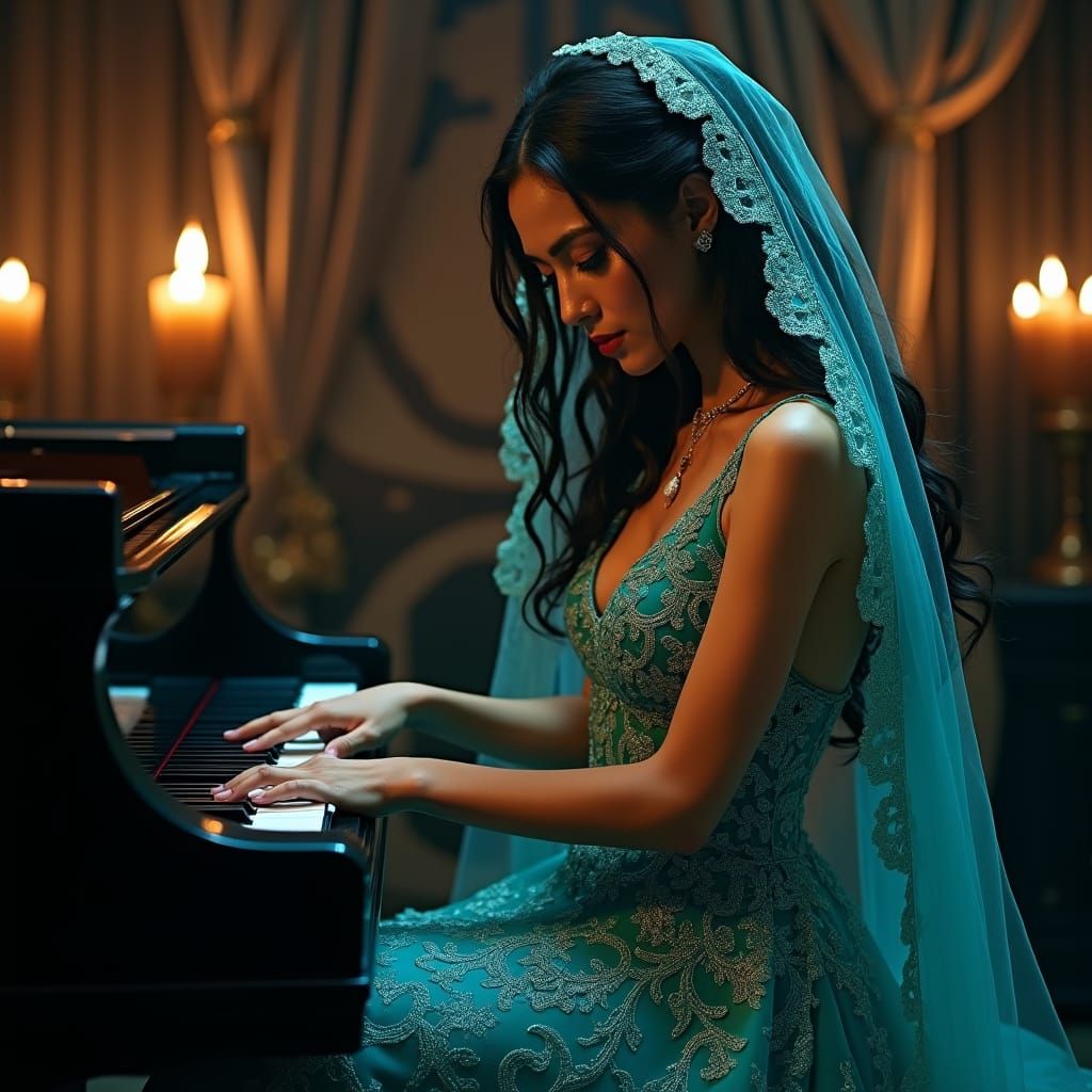 Latina Fae Plays Piano at Nightmares Ball