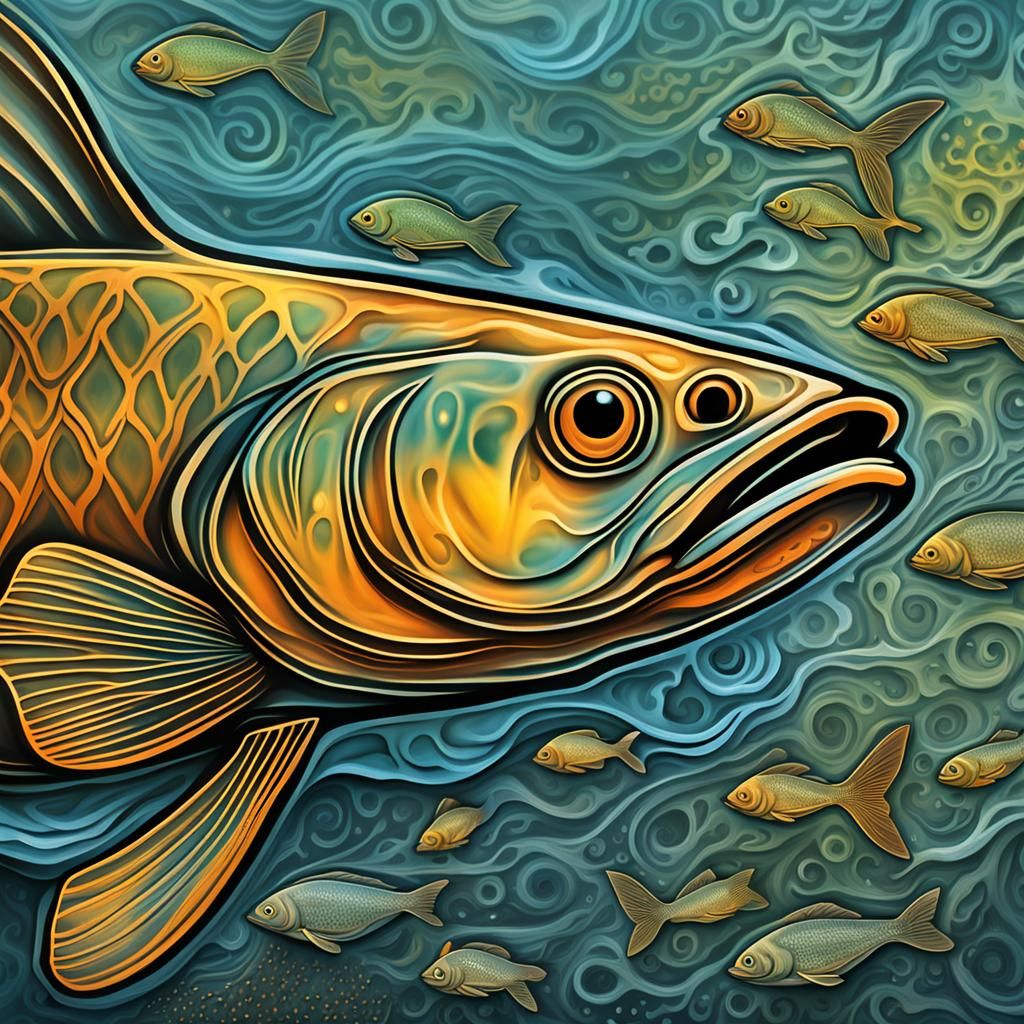 Hyperrealistic Channel Catfish in Abstract Style