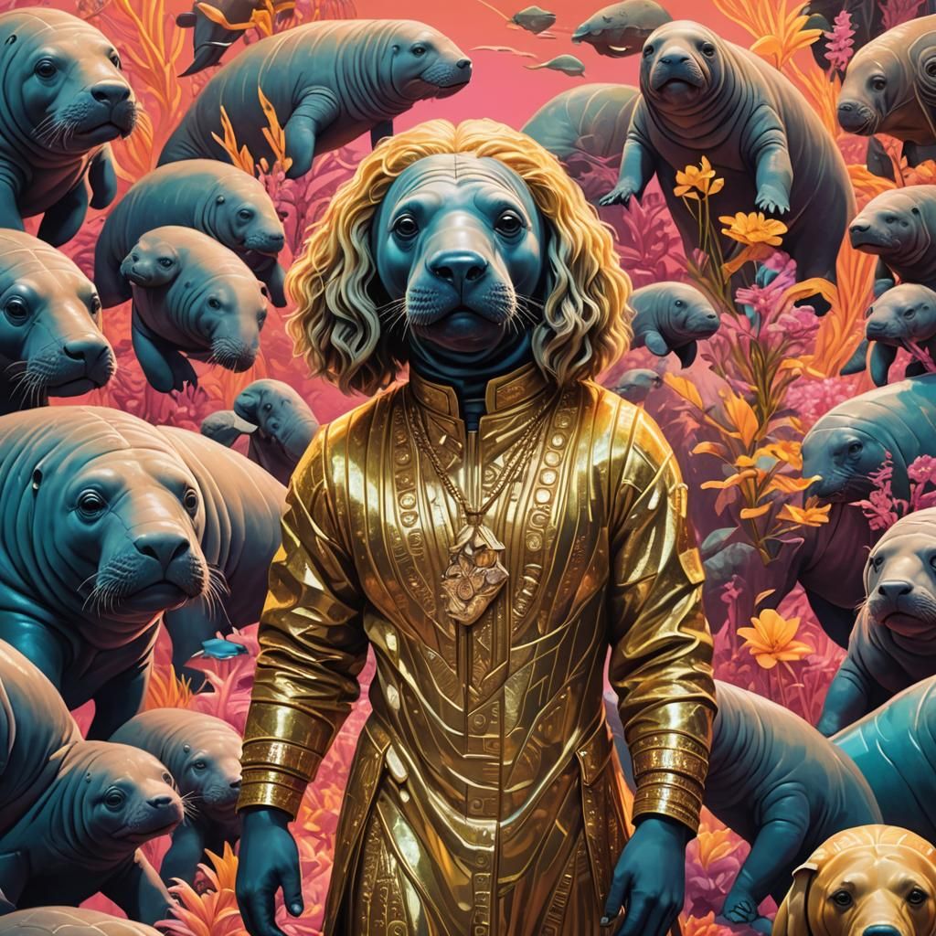 Art Deco Manatee Drag Queen in Hyperrealism