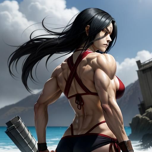 Muscular Mikasa Ackerman in Bikini Working Out