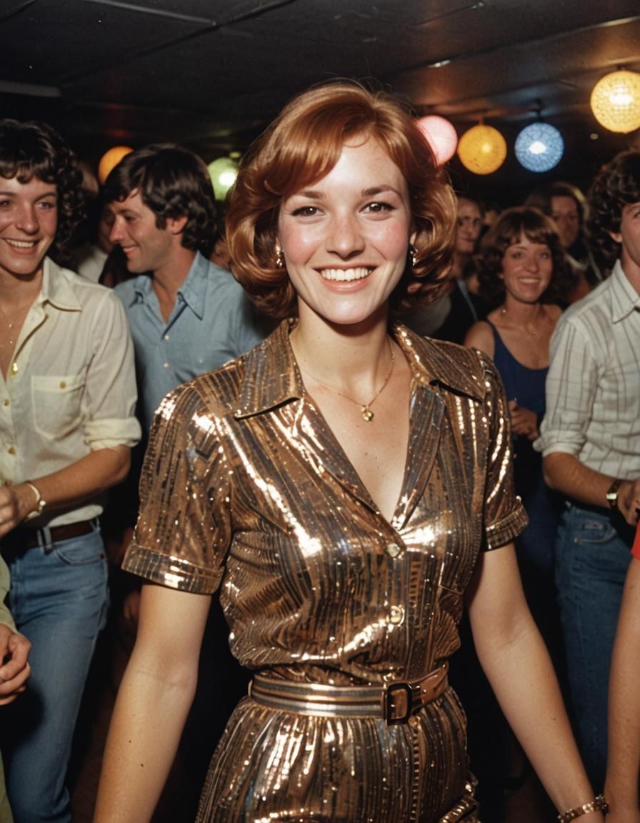 Young Woman Dancing at 1970s Disco